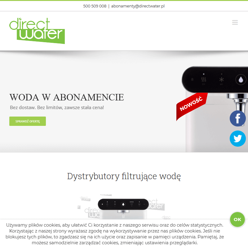 Dystrybutor filtrujący wodę dla biur