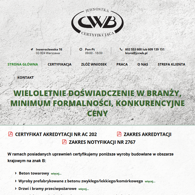 Certyfikacja zakładowej kontroli produkcji - Warszawa